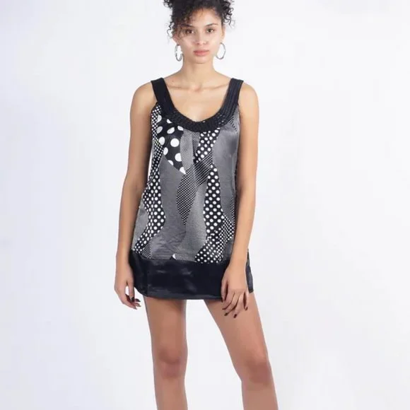 She's Cool - Vibe Slip Dress - Black/White - Picture 1 of 11